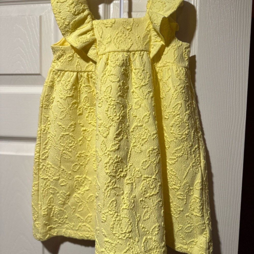 NWT Janie and Jack Yellow Pleated Sundress with Rose Embroidered Detail